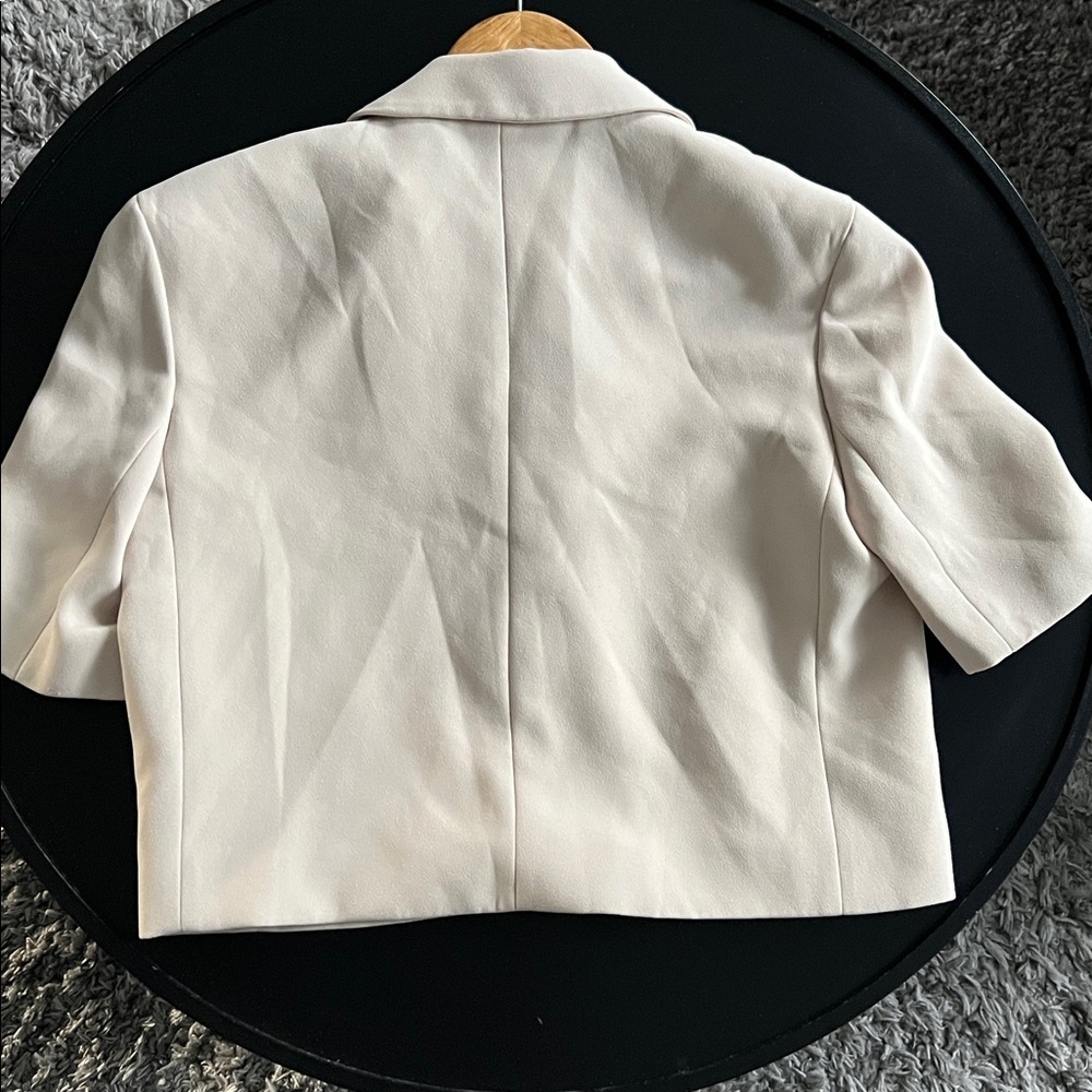 Zara Women's Cream/ivory Short Sleeve Blazer - Picture 4 of 4